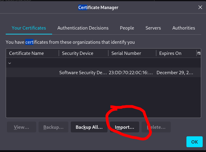 firefox certificate configuration window